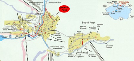 Mapa - PENSION FUKA Špindlerův Mlýn